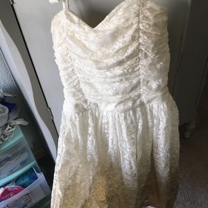 Ombré white and gold strapless hoco dress